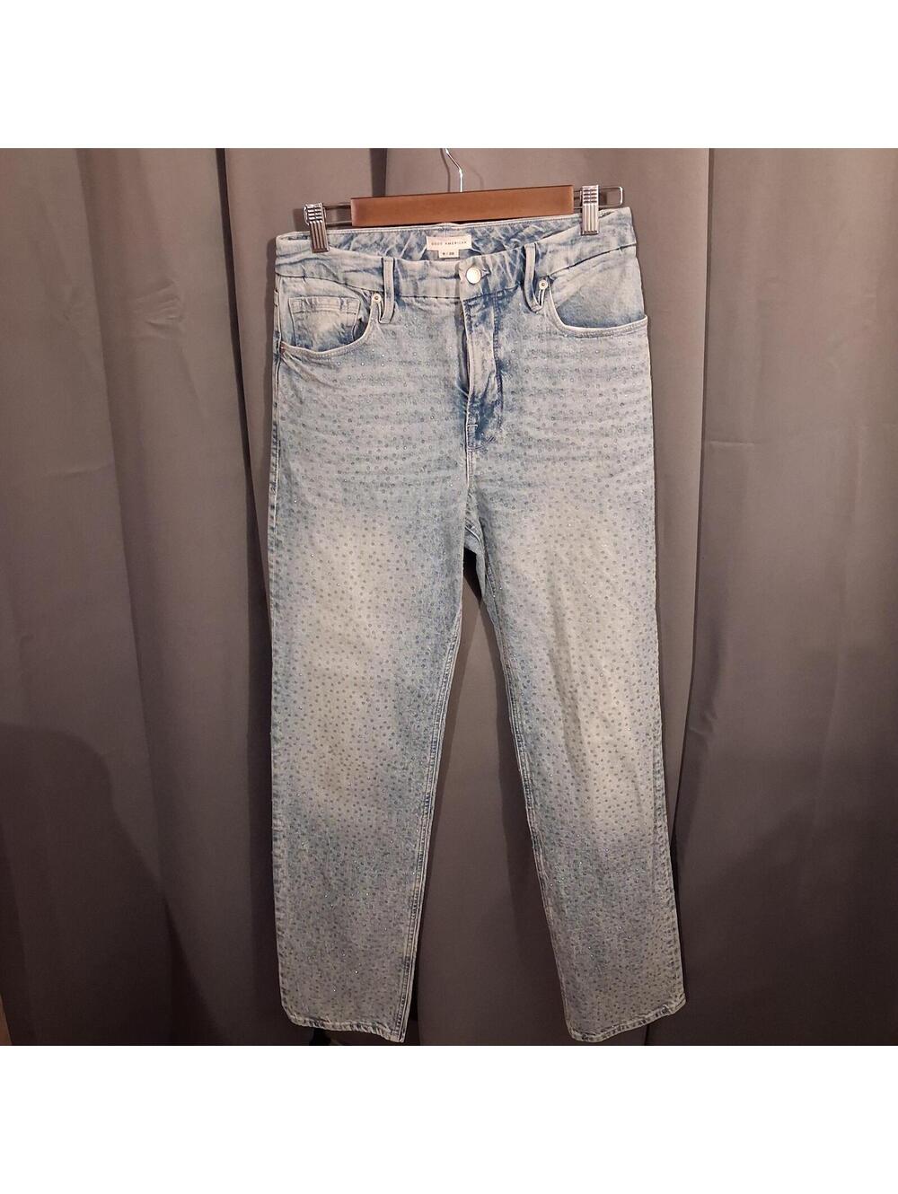 Good American Light Wash Denim Jeans Rhinestone Embellished